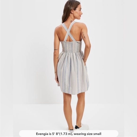 American Eagle outfitters smocked mini dress with a crisscross back. Size small. - Picture 4 of 12